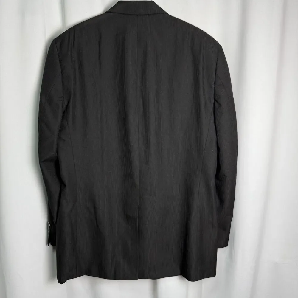 IZOD Men’s Two Button Suit Jacket Light Black Strip Blazer Sz 44L